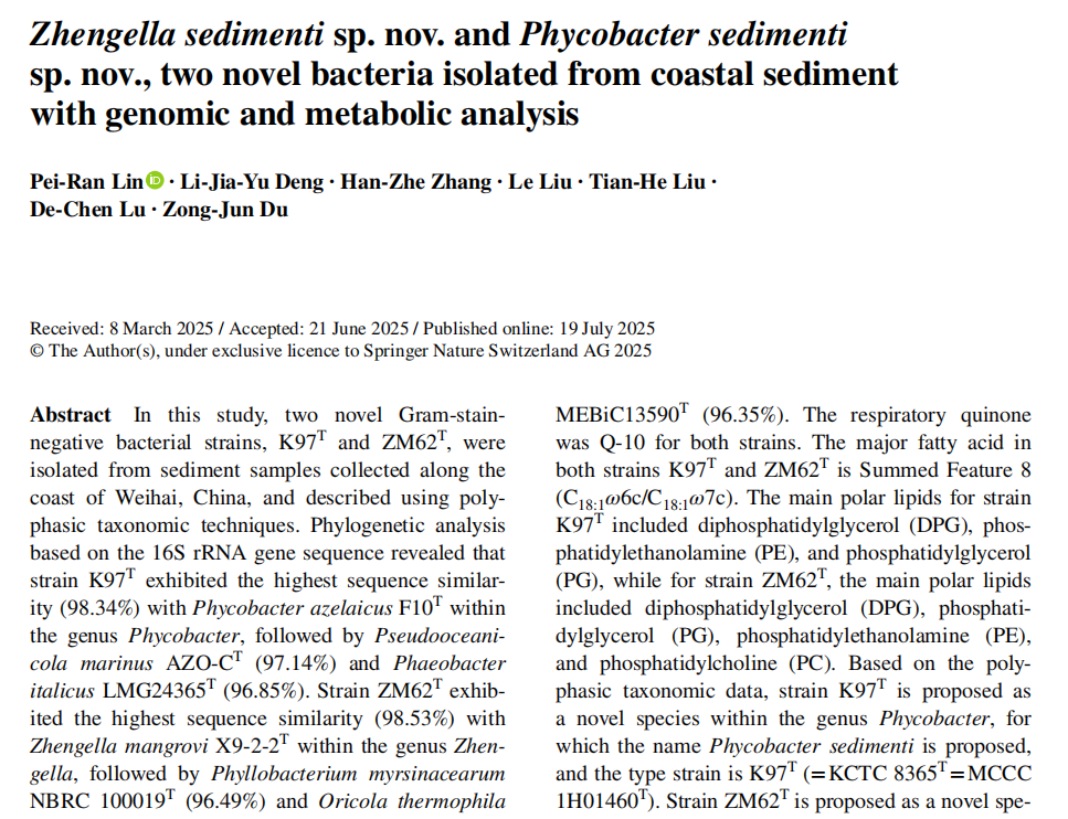 Zhengella sedimenti paper